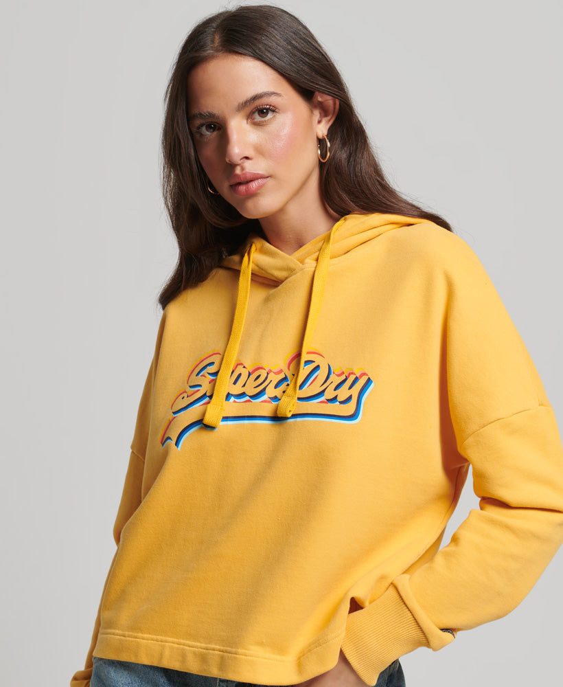 Vintage Logo Rainbow Unbrushed Hoodie - Pigment Yellow - Superdry - Women  Tops – Superdry Singapore