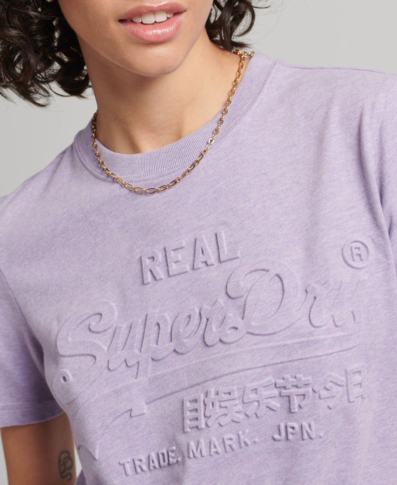 Vintage Logo Embossed T-Shirt - Pale Lilac Marl - Superdry Singapore