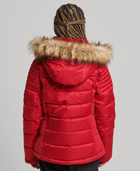 Snow Luxe Puffer Jacket - Carmine Red - Superdry Singapore