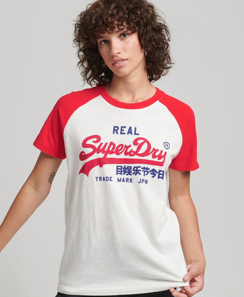 Vintage Logo Heritage T-Shirt - Winter White/Flare Red - Superdry Singapore