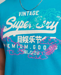 Japanese Graphic Logo T-Shirt - Enamel Blue - Superdry Singapore