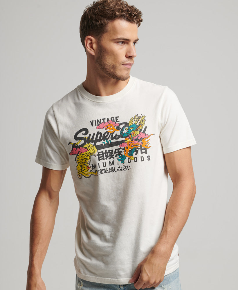 Japanese Graphic Logo T-Shirt - Off White - Superdry Singapore