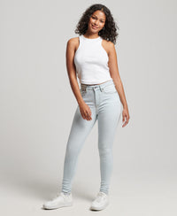 Organic Cotton High Rise Skinny Denim Jeans - Icy Blue - Superdry Singapore