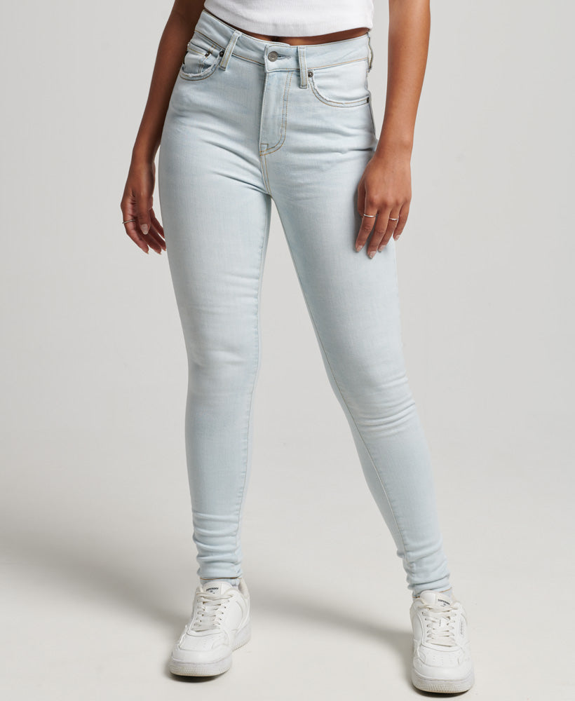Organic Cotton High Rise Skinny Denim Jeans - Icy Blue - Superdry Singapore