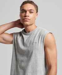 Organic Cotton Vintage Logo Embroidered Tank Top - Athletic Grey Marl - Superdry Singapore