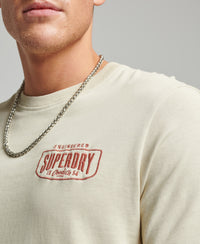 Vintage Script Workwear T-Shirt - Pelican Beige - Superdry Singapore