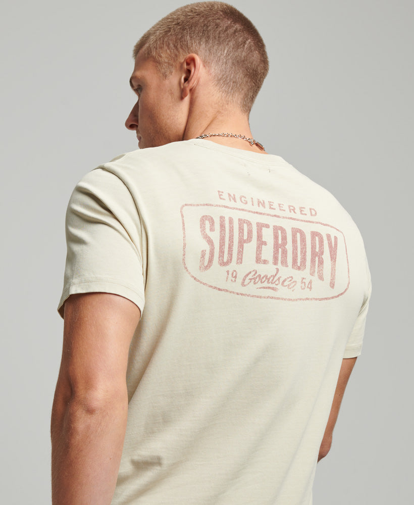 Vintage Script Workwear T-Shirt - Pelican Beige - Superdry Singapore