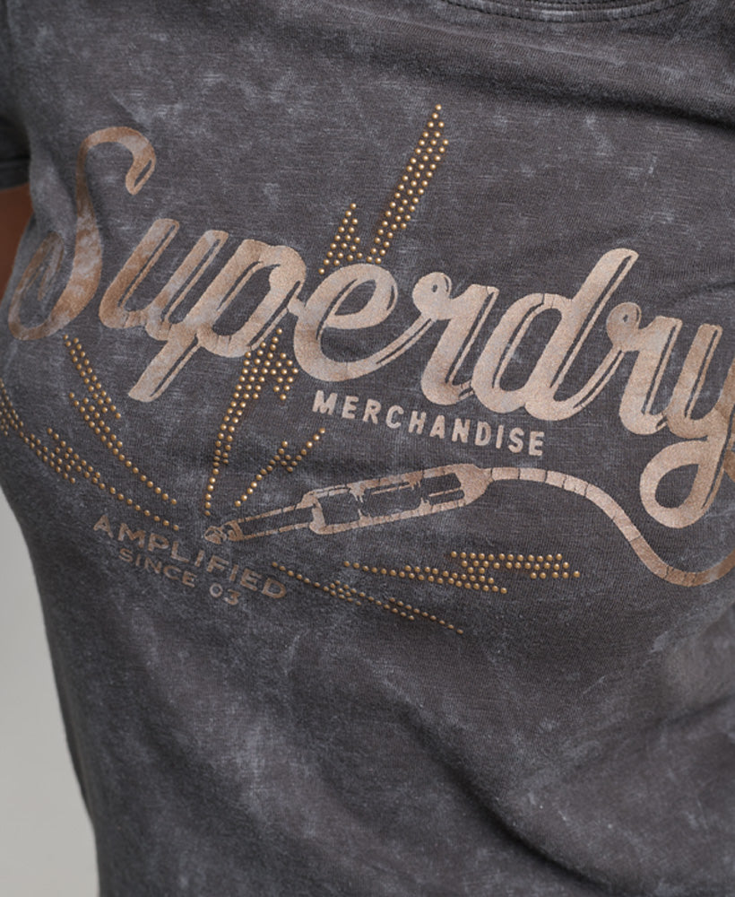Vintage Merch Store Skinny T-Shirt - Light Viper Black - Superdry Singapore
