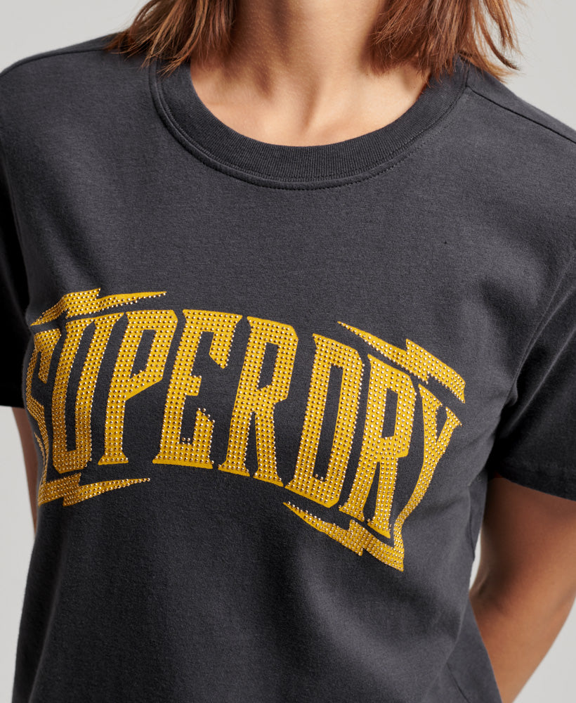 Vintage Embellished T-Shirt - Charcoal - Superdry Singapore