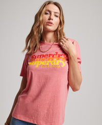 Vintage Scripted Infill T-Shirt - Coral Red Heather - Superdry Singapore