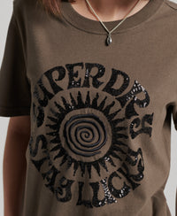Vintage Embellished T-Shirt - Dark Khaki - Superdry Singapore