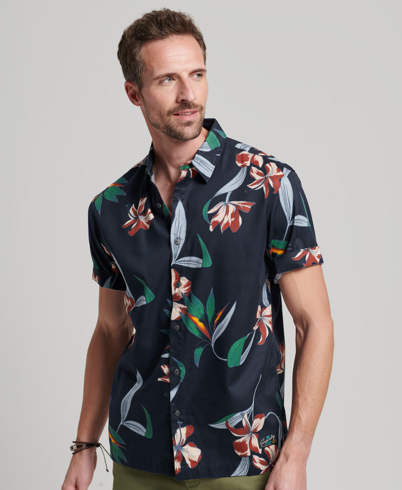 Short Sleeve Hawaiian Shirt - Dark Navy Hawaiian - Superdry Singapore