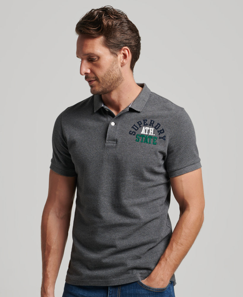 Superstate Polo Shirt - Rich Charcoal Marl 1 - Superdry Singapore