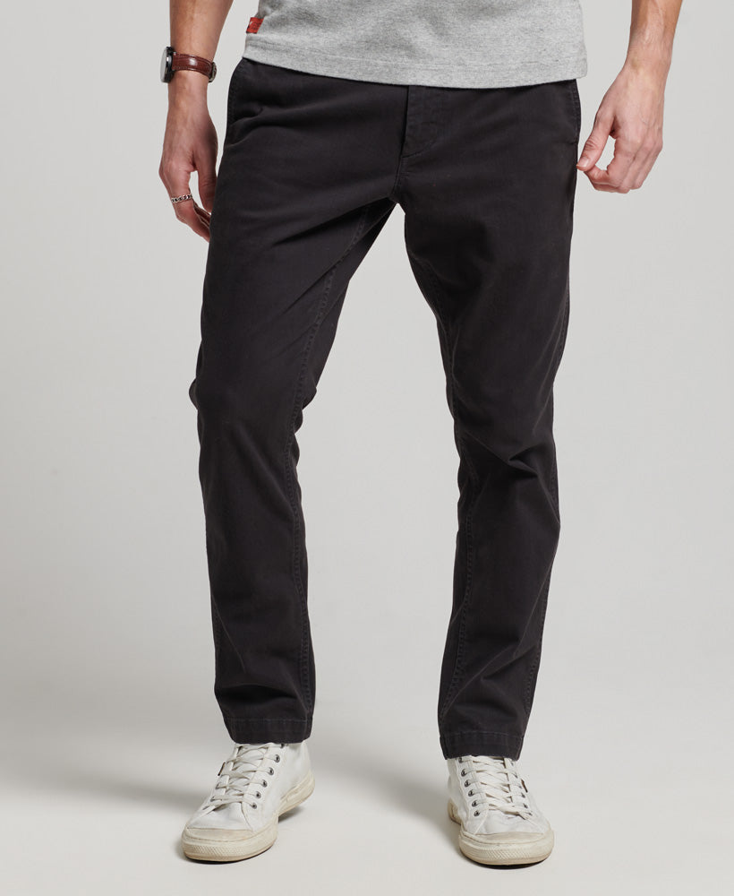 Officers Slim Chino Trousers - Jet Black - Superdry Singapore
