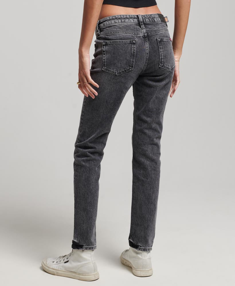 Organic Cotton Mid Rise Slim Jeans - Echo Black - Superdry Singapore