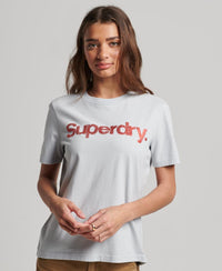 Metallic Core Logo T-Shirt - Ice White - Superdry Singapore