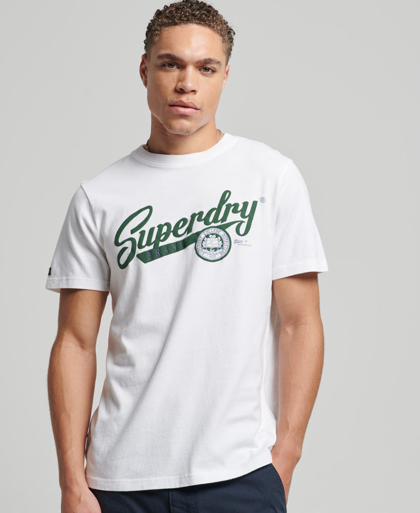 Vintage Scripted College T-Shirt - Optic - Superdry Singapore