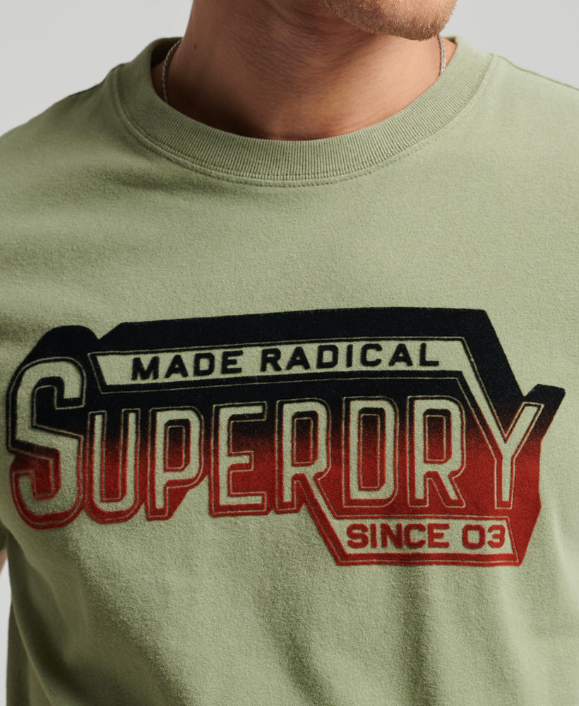 Organic Cotton Vintage Shadow T-Shirt - Oil Green - Superdry Singapore