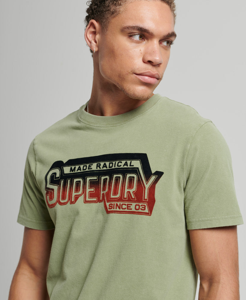 Organic Cotton Vintage Shadow T-Shirt - Oil Green - Superdry Singapore