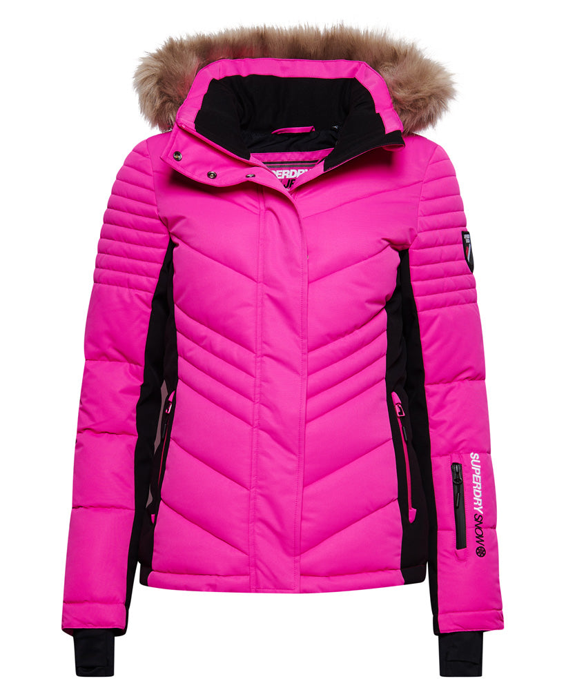 Ski Luxe Puffer Jacket - Hyper Magenta Pink - Superdry Singapore