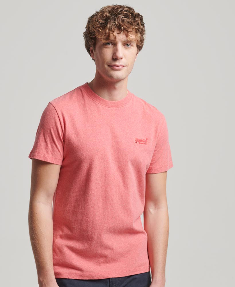 Organic Cotton Essential Logo T-Shirt - Punch Pink Marl - Superdry Singapore