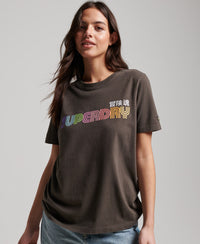 Vintage Retro Rainbow T-Shirt - Vintage Black - Superdry Singapore