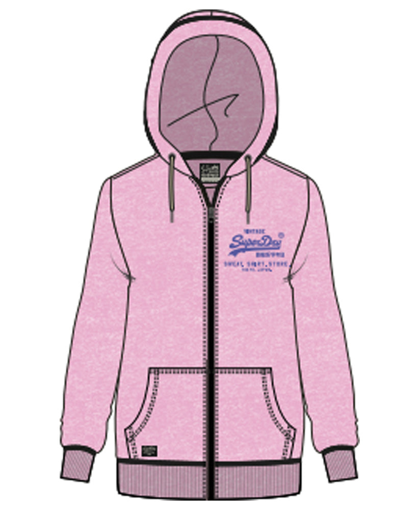 Neon Vintage Logo Zip Hoodie - Pale Pink Marl - Superdry - Women Jackets –  Superdry Singapore | Zip Hoodies