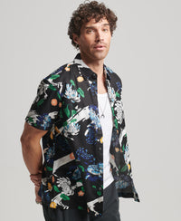 Short Sleeve Hawaiian Shirt - Aya Black Floral - Superdry Singapore