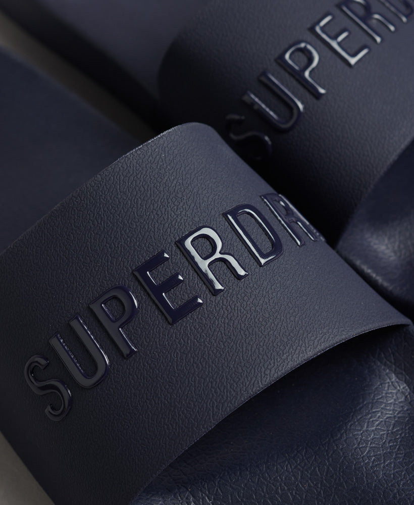 CODE Logo Pool Sliders - Rich Navy/Rich Navy - Superdry Singapore