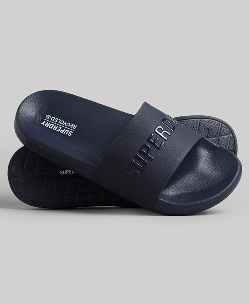 CODE Logo Pool Sliders - Rich Navy/Rich Navy - Superdry Singapore