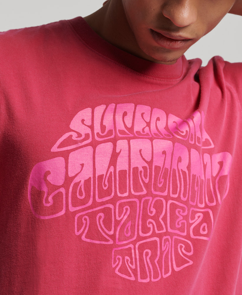 Psych Rock Script T-Shirt - Beetroot Pink - Superdry Singapore