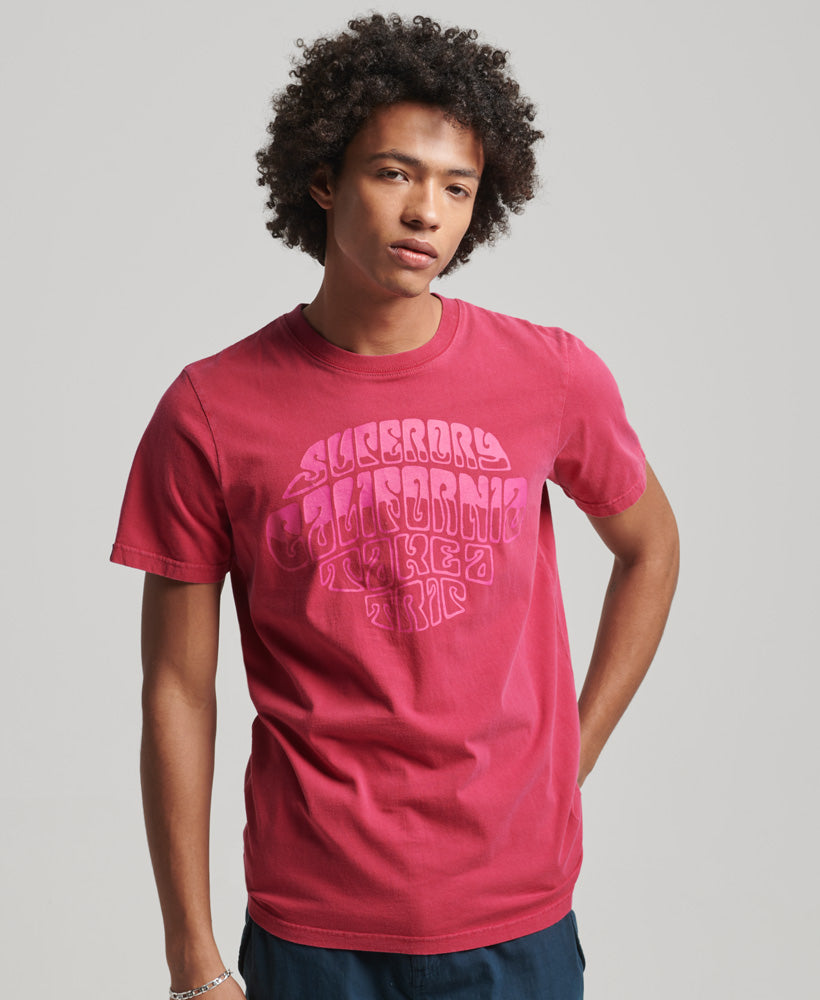 Psych Rock Script T-Shirt - Beetroot Pink - Superdry Singapore
