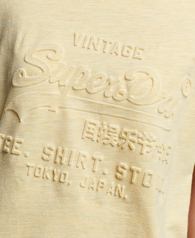 Vintage Logo Embossed T-Shirt - Pastel Yellow Snowy - Superdry Singapore