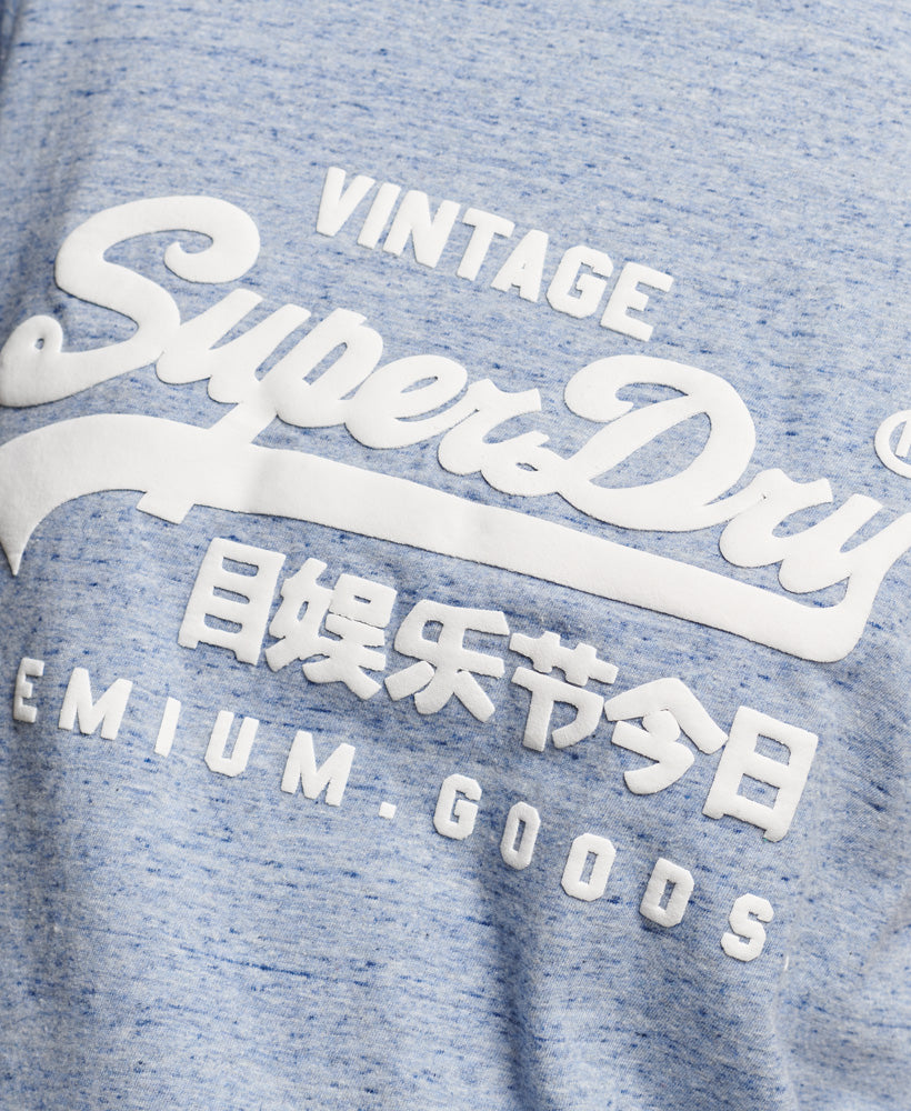 Organic Cotton Vintage Logo Scripted Coll T-Shirt - La Soft Blue Marl - Superdry Singapore