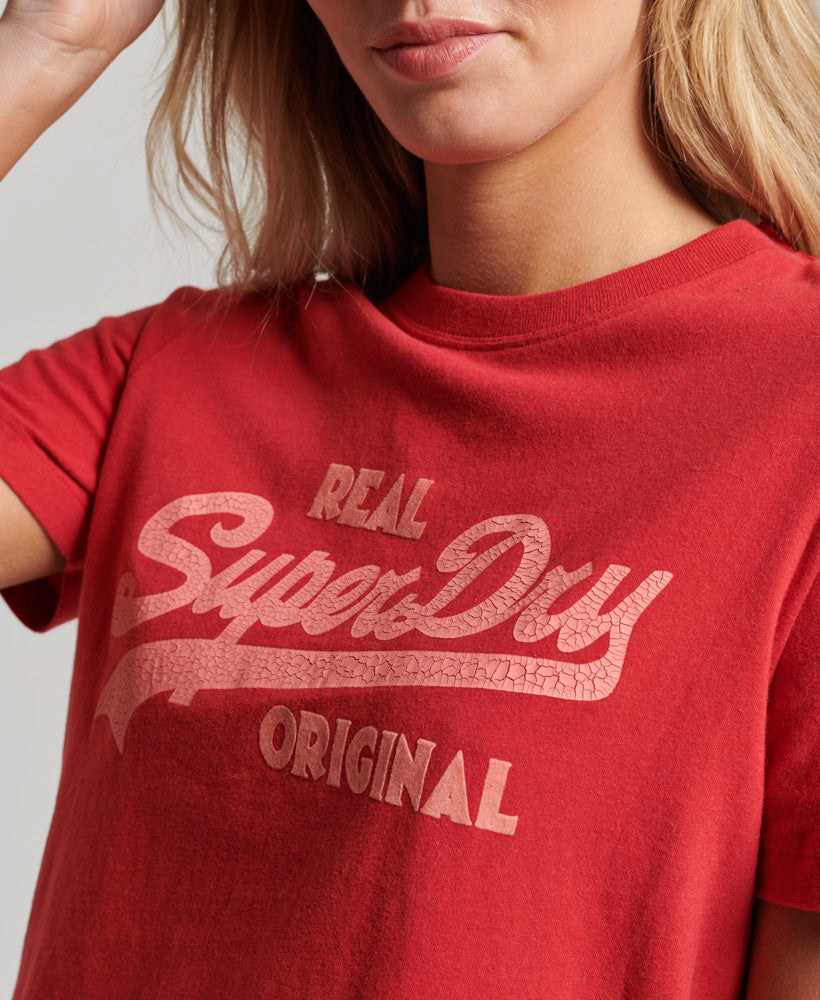 Organic Cotton Vintage Logo Scripted Coll T-Shirt - Papaya Red Marl - Superdry Singapore