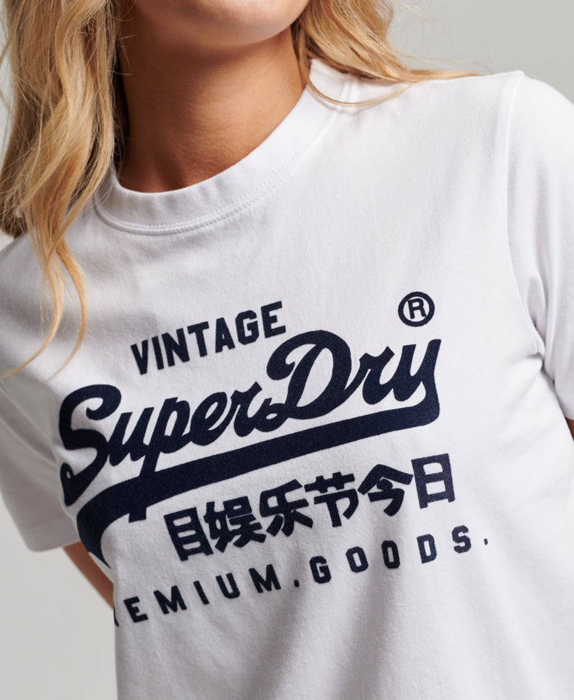 Organic Cotton Vintage Logo Scripted Coll T-Shirt - Optic - Superdry Singapore