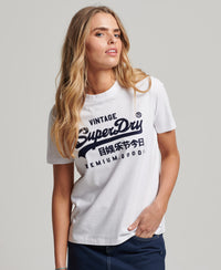 Organic Cotton Vintage Logo Scripted Coll T-Shirt - Optic - Superdry Singapore