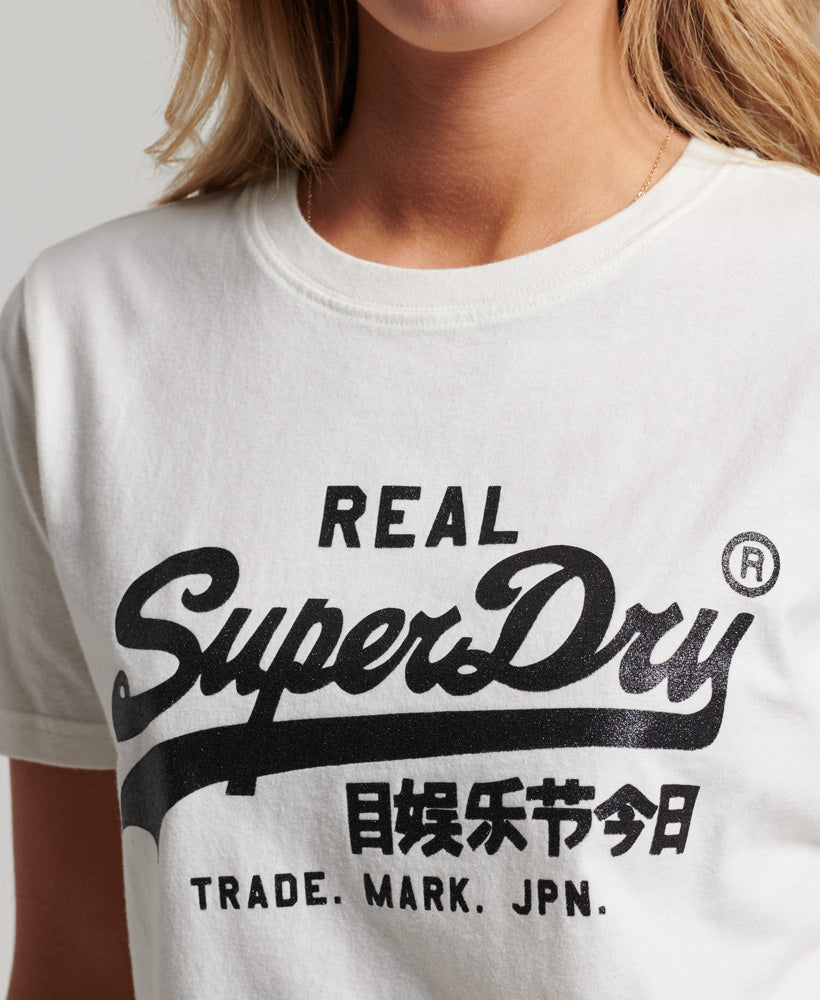 Vintage Logo Embellished T-Shirt - Off White - Superdry Singapore