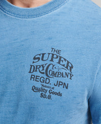 Vintage Script Indigo Workwear T-Shirt - Bleach Indigo Wash - Superdry Singapore