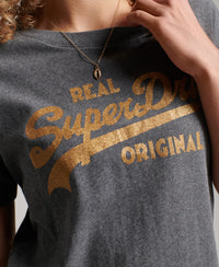 Logo – Coll Scripted - Singapore Organic Tops Superdry Charcoal - Marl - Women Vintage Cotton T-Shirt Superdry Rich