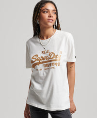 Vintage Logo Embellished T-Shirt - Desert Bone Off White - Superdry Singapore