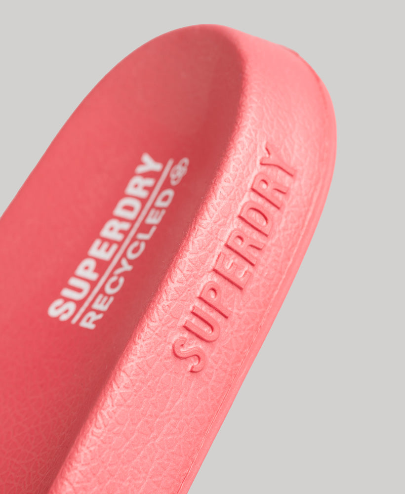 Women Code Logo Pool Sliders - Active Pink - Superdry Singapore