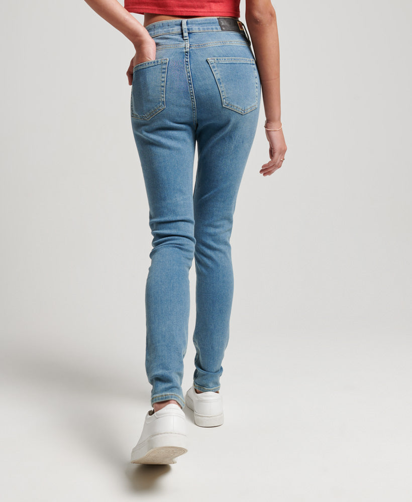 Organic Cotton High Rise Skinny Denim Jeans - Salem Mid Blue - Superdry Singapore
