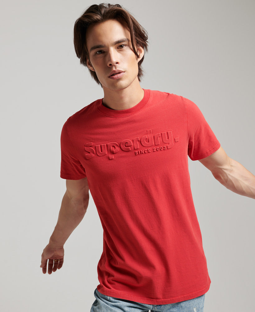 Vintage Terrain Embossed T-Shirt - Dark Red - Superdry Singapore