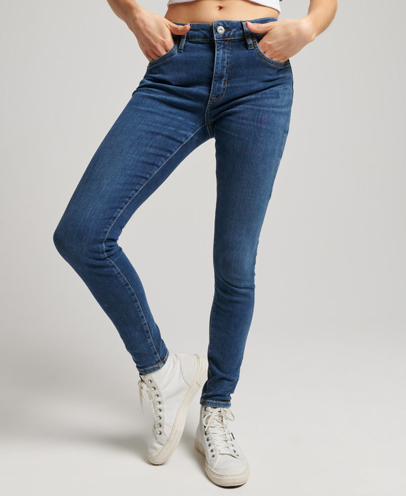 Organic Cotton Vintage Mid Rise Skinny Jeans - Fulton Vintage Blue - Superdry Singapore
