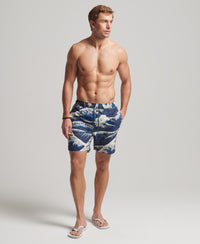 Hawaiian Swim Shorts - Great Wave Blue Print - Superdry Singapore