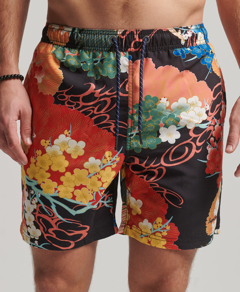 Hawaiian Swim Shorts - Momotose Red Mix Print - Superdry Singapore