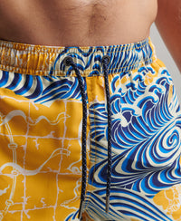 Hawaiian Swim Shorts - Nimi Kam Blue Yellow Print - Superdry Singapore