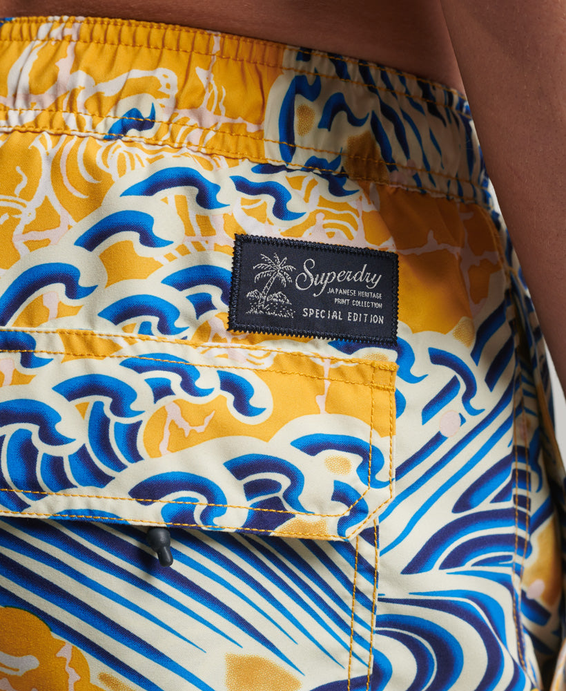 Hawaiian Swim Shorts - Nimi Kam Blue Yellow Print - Superdry Singapore