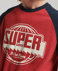 Organic Cotton Raglan T-Shirt - Hike Red Marl/Eclipse Navy - Superdry Singapore